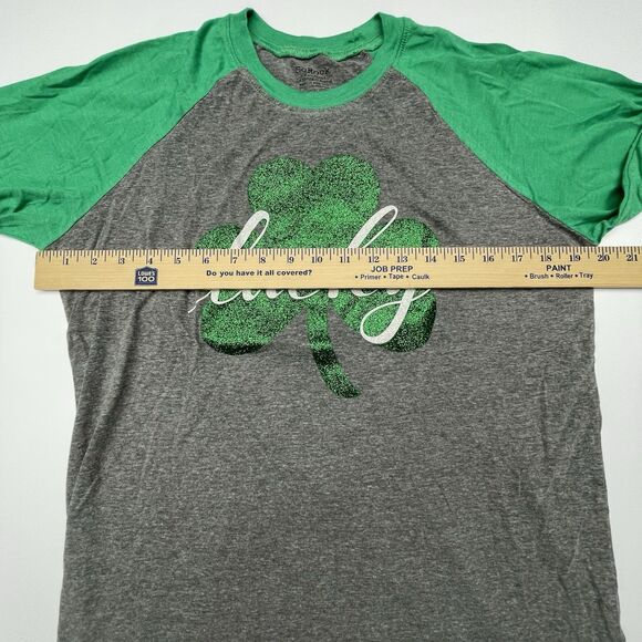 SoRock Women's St. Patrick's Shirt Green Glitter Lucky Shamrock 3/4 Sleeve Sz. M - Picture 5 of 8